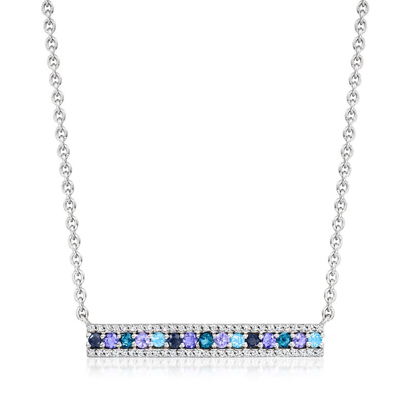 1.30 ct. t.w. Multi-Gemstone Bar Necklace in Sterling Silver image number 0