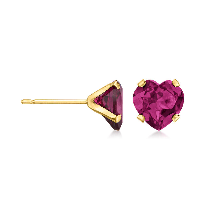 2.60 ct. t.w. Rhodolite Garnet Heart Martini Stud Earrings in 14kt Yellow Gold image number 2