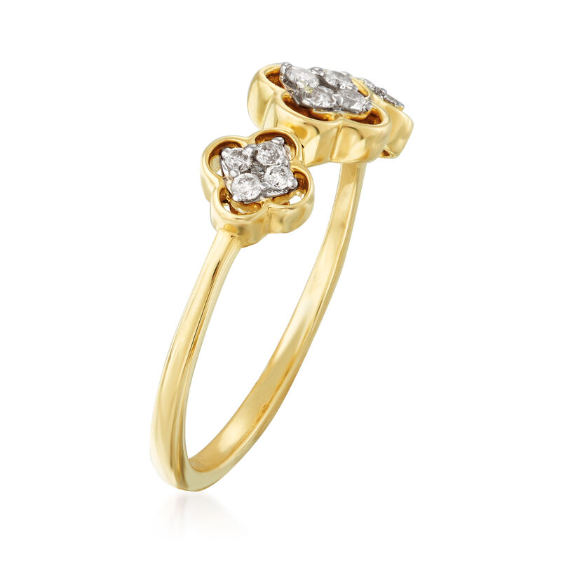 .17 ct. t.w. Diamond Clover Ring in 14kt Yellow Gold image number 2
