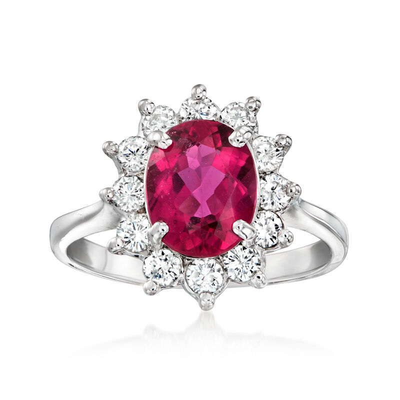 C. 2020 1.65 Carat Pink Tourmaline and .60 ct. t.w. Diamond Ring in 14kt White Gold. Size 5.5 image number 0