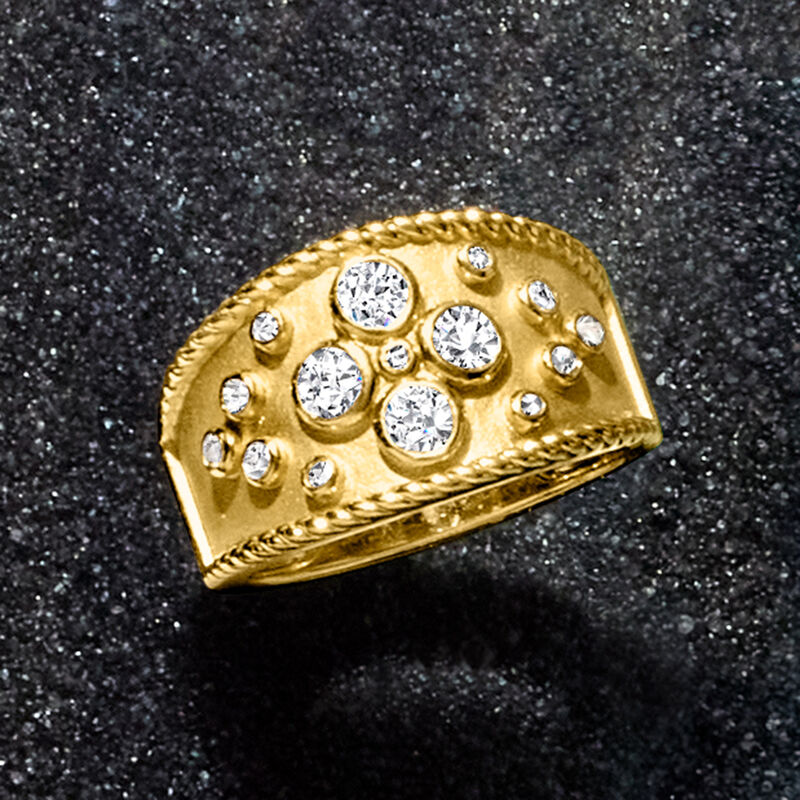.50 ct. t.w. Diamond Etruscan-Style Wide Ring in 18kt Gold Over Sterling image number 3