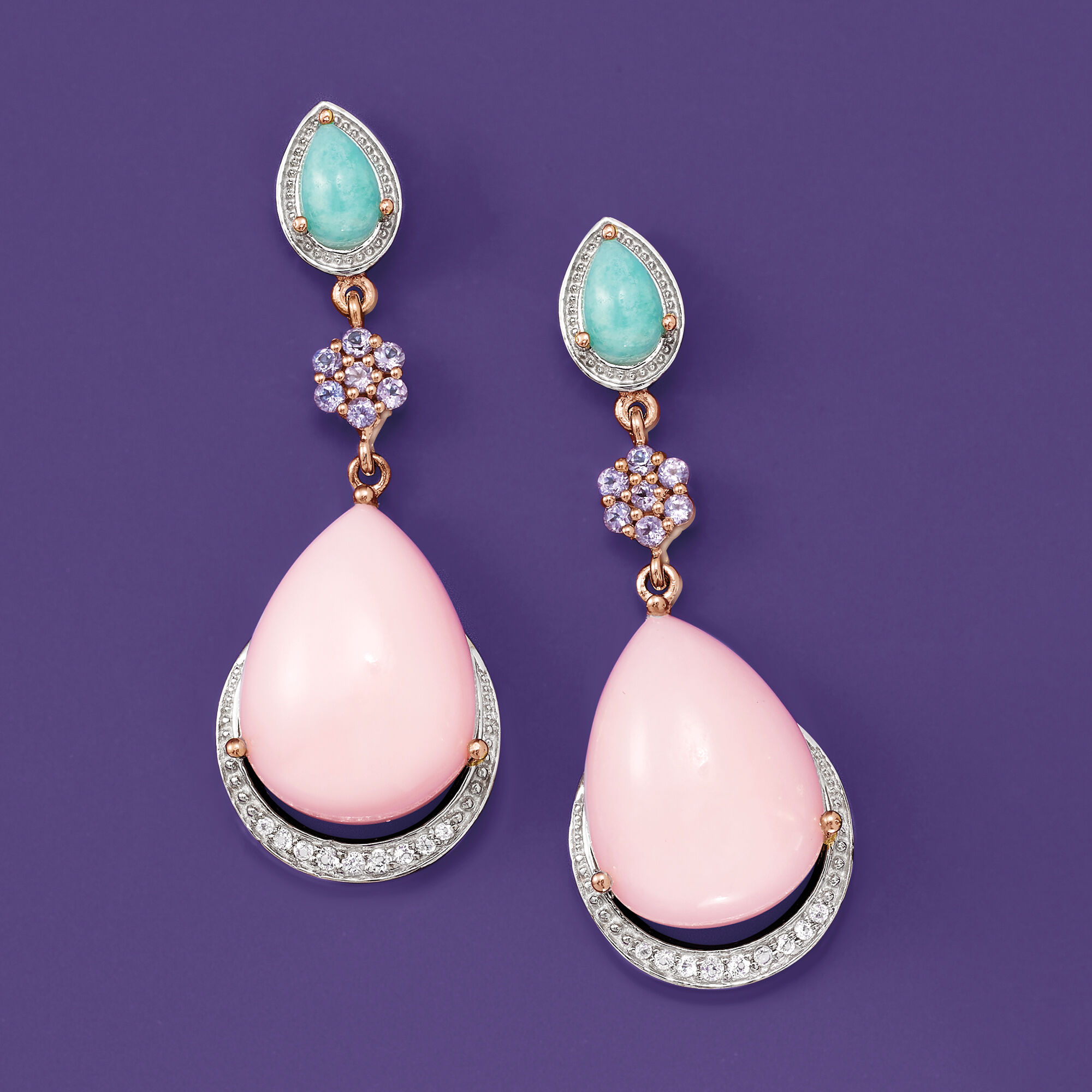 Pink opal earrings rose gold online