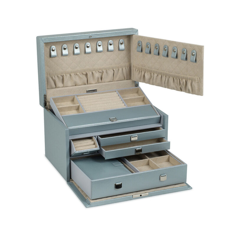 Wolf &quot;London&quot; Ice-Blue Leather Medium Jewelry Box image number 3
