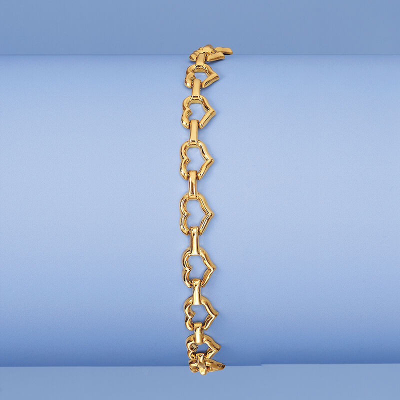 14kt Yellow Gold Heart-Link Bracelet image number 2