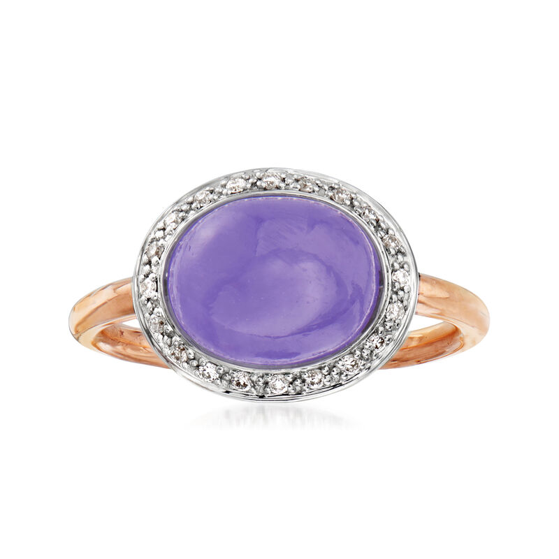 C. 1990 Vintage Mimi Milano Lavender Jade and .15 ct. t.w. Diamond Ring in 18kt Two-Tone Gold image number 0
