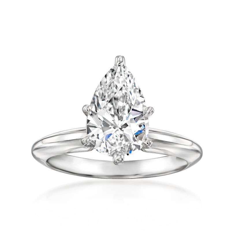 1.45 Carat Pear-Shaped Certified Diamond Solitaire Ring in 14kt White Gold image number 0