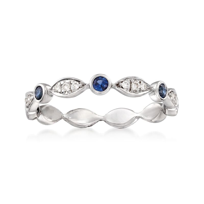 .20 ct. t.w. Bezel-Set Sapphire Ring with Diamond Accents in 14kt White Gold image number 0