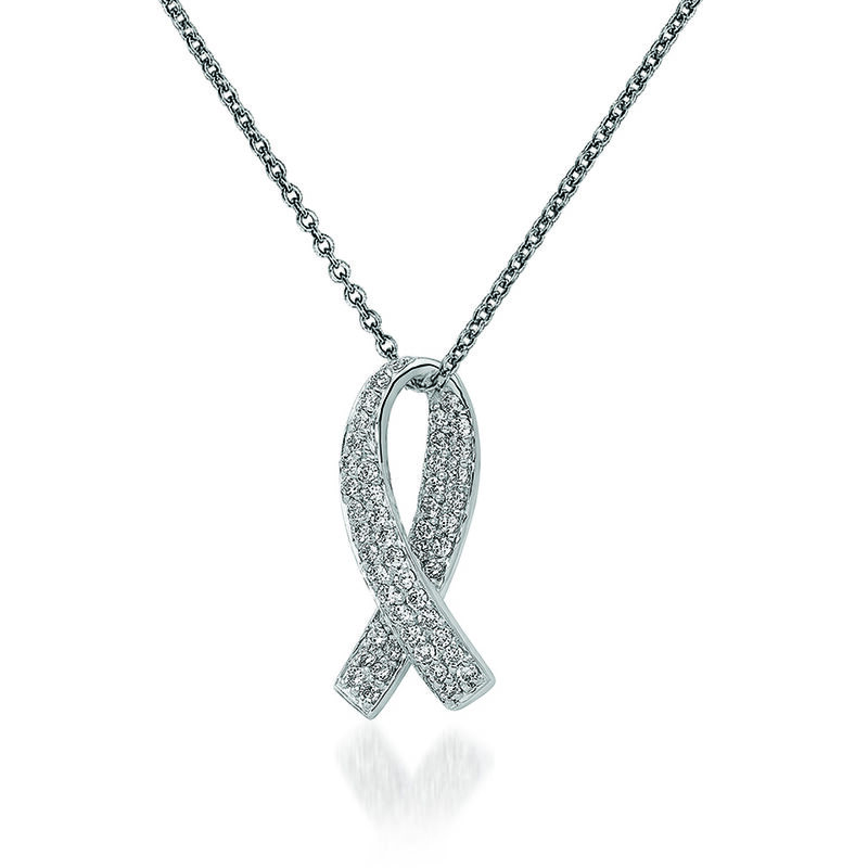 .30 ct. t.w. Diamond Breast Cancer Awareness Pendant Necklace in 14kt White Gold. 18" image number 0