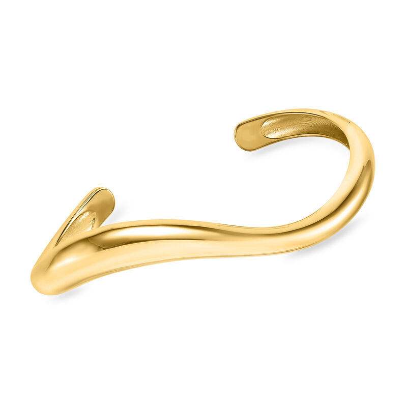 Italian 14kt Yellow Gold Wave Cuff Bracelet. 7.5" image number 0