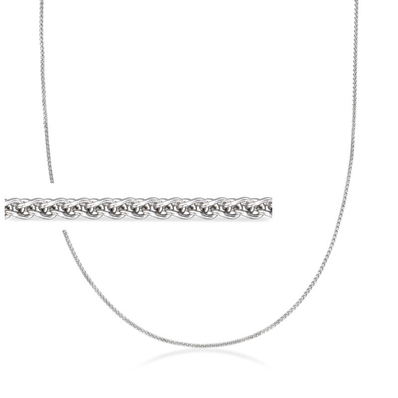 1.2mm 14kt White Gold Wheat-Chain Necklace image number 0