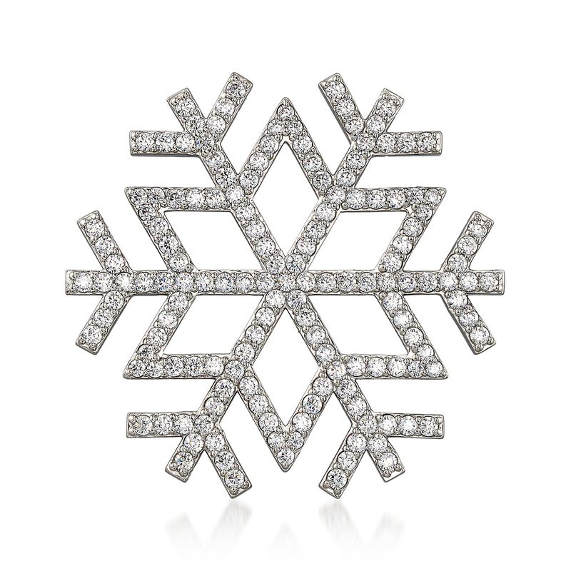 CZ-Accented Snowflake Pin in Sterling Silver image number 0
