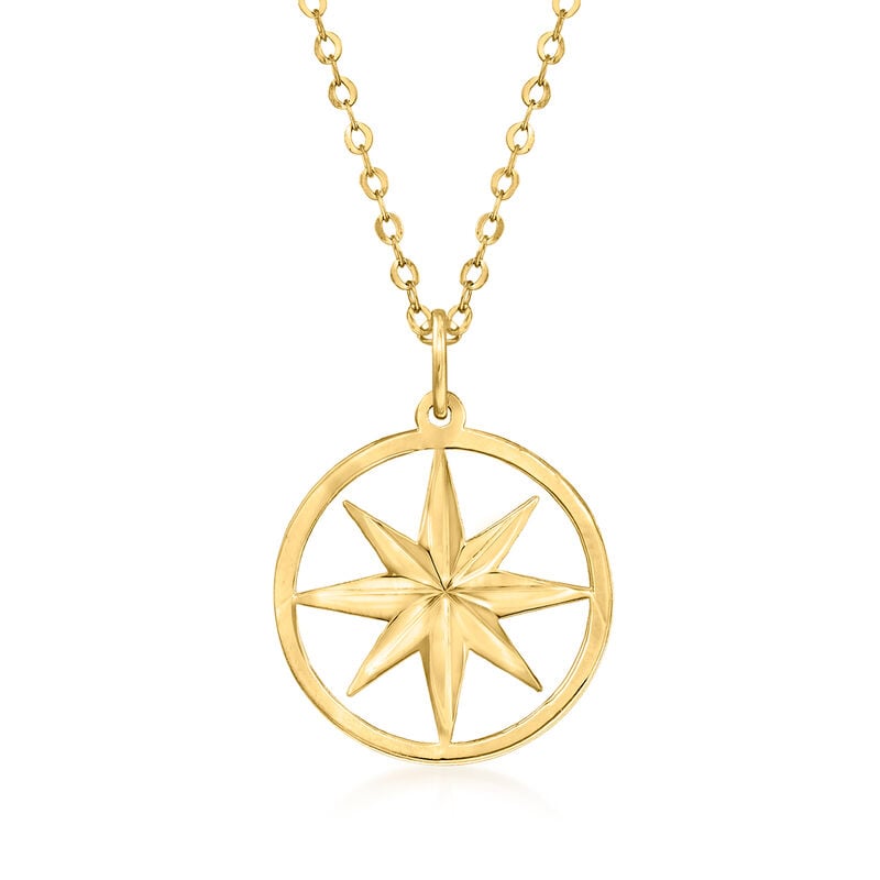 Italian 14kt Yellow Gold North Star Necklace. 16&quot; image number 1