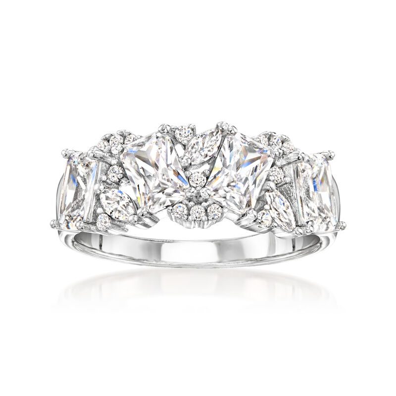 2.60 ct. t.w. Multi-Shaped CZ Cluster Ring in Sterling Silver image number 0