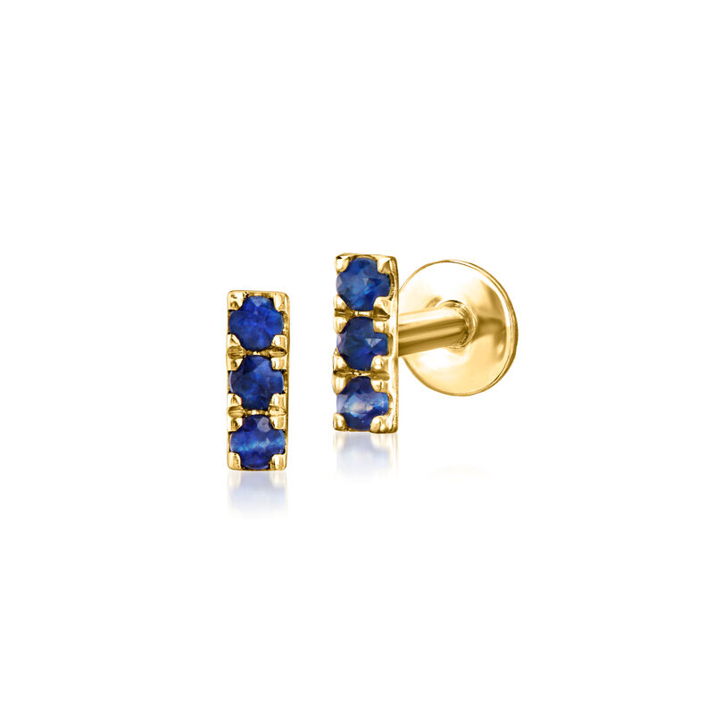Sapphire Bar Flat-Back Stud Earrings in 14kt Yellow Gold image number 1