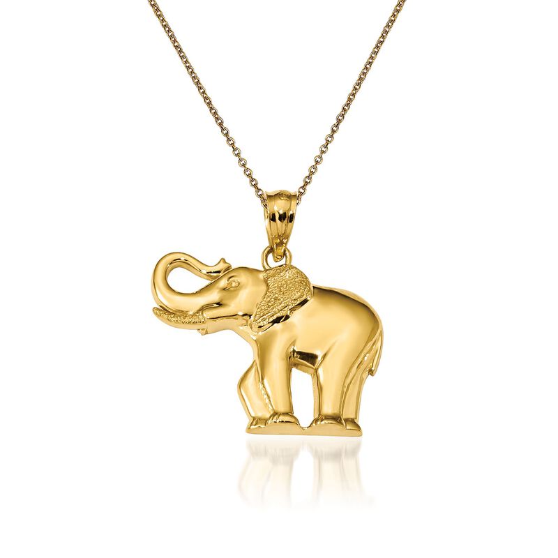 14kt Yellow Gold Elephant Pendant Necklace. 18&quot; image number 0