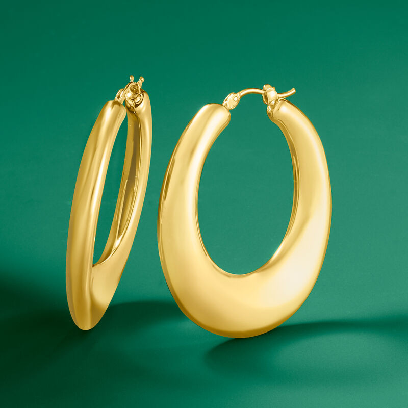 Italian Andiamo 14kt Yellow Gold Over Resin Hoop Earrings. 1 1/2&quot; image number 4