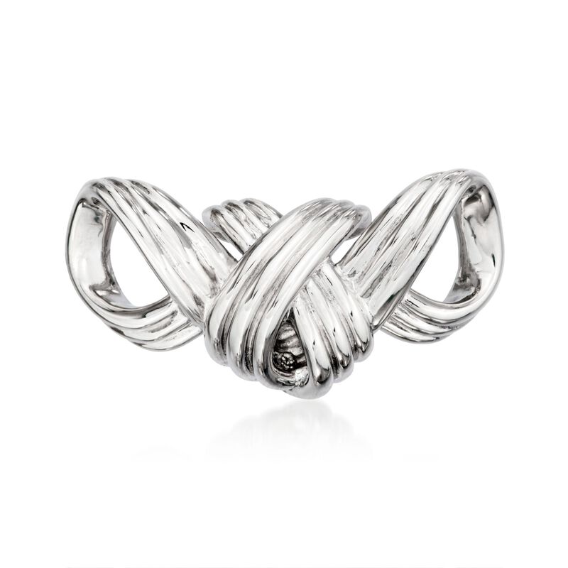 Sterling Silver Ribbed Ribbon Slide Pendant image number 0
