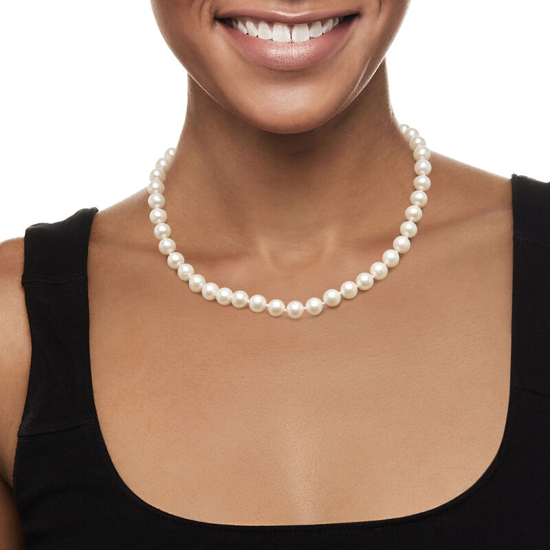 8-9mm Cultured Pearl Necklace with 14kt Yellow Gold image number 1