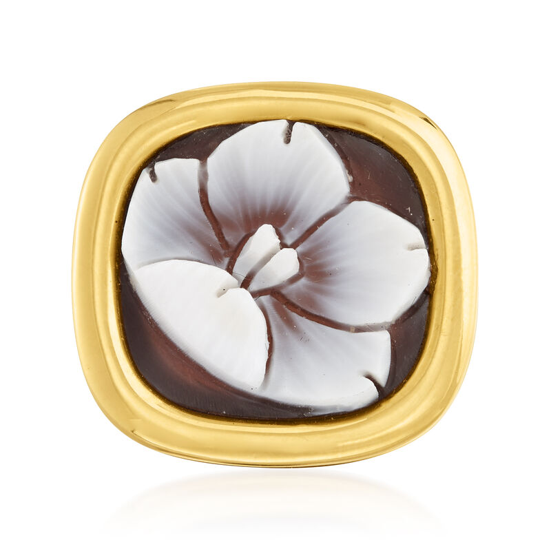 Italian Shell Flower Cameo Ring in 18kt Gold Over Sterling. Size 8 image number 0