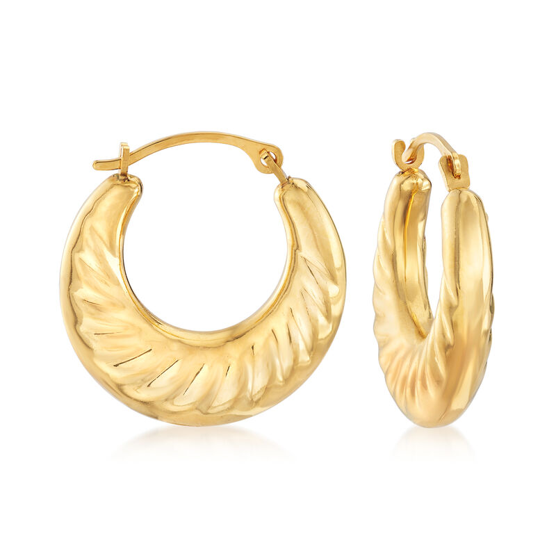Andiamo 14kt Yellow Gold Over Resin Scalloped Hoop Earrings. 3/4&quot; image number 0
