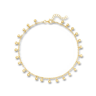 18kt Gold Over Sterling Ball Station Anklet
