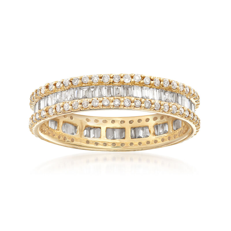 1.00 ct. t.w. Baguette and Round Diamond Eternity Ring in 14kt Yellow Gold image number 0