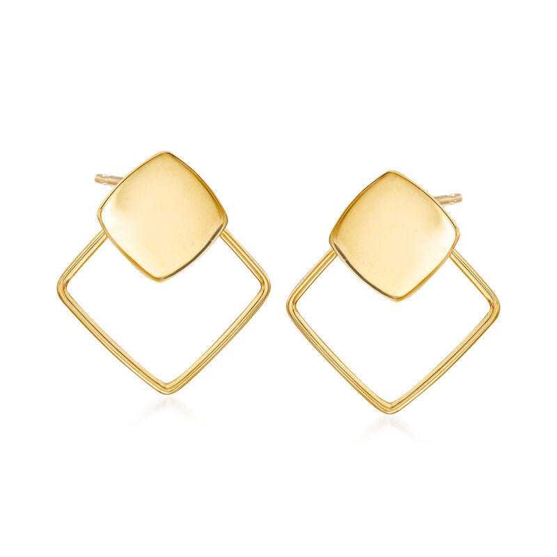 14kt Yellow Gold Open-Space Diamond-Shaped Earrings  image number 0