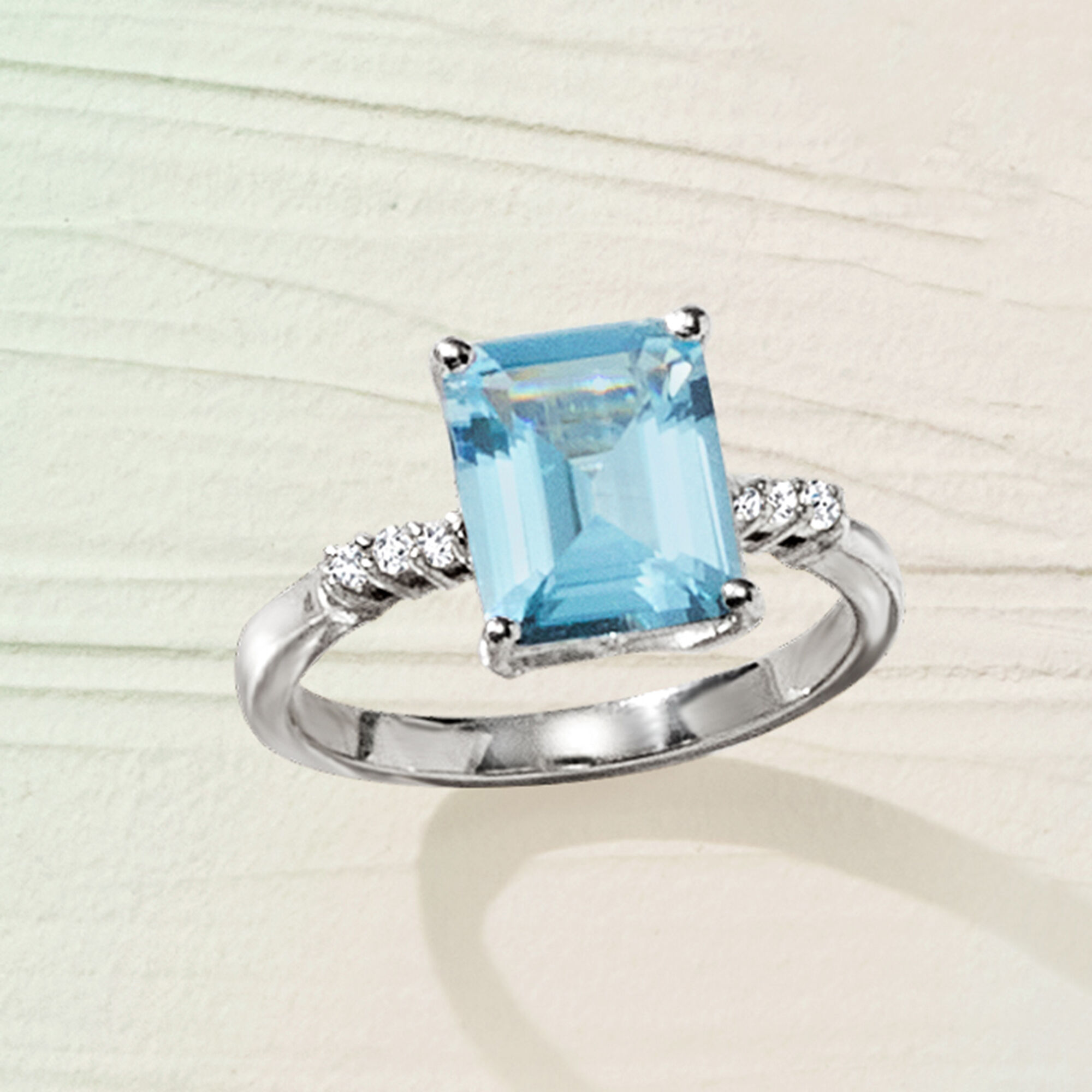 5.00 Carat Sky Blue Topaz Ring with White Topaz in Sterling Silver