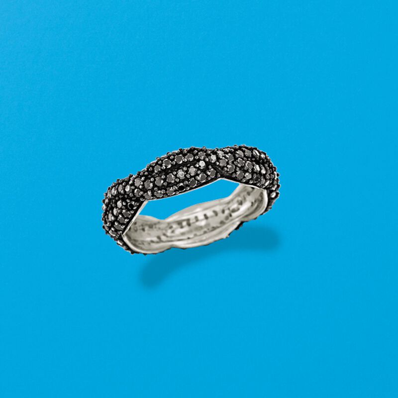 1.50 ct. t.w. Black Spinel Braided Eternity Band in Sterling Silver image number 3