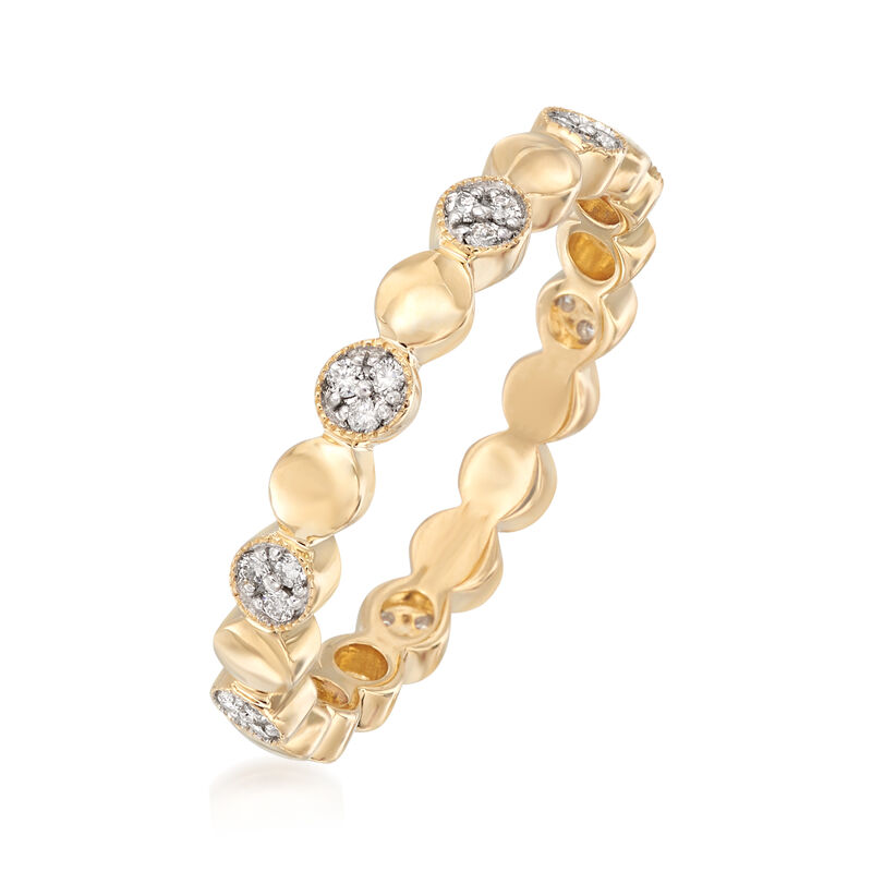 .13 ct. t.w. Pave Diamond Alternating Circle Eternity Band in 14kt Yellow Gold image number 2