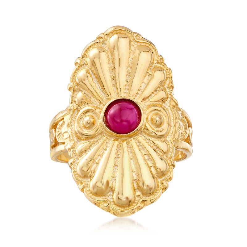 Italian .50 Carat Ruby Ring in 18kt Gold Over Sterling image number 0
