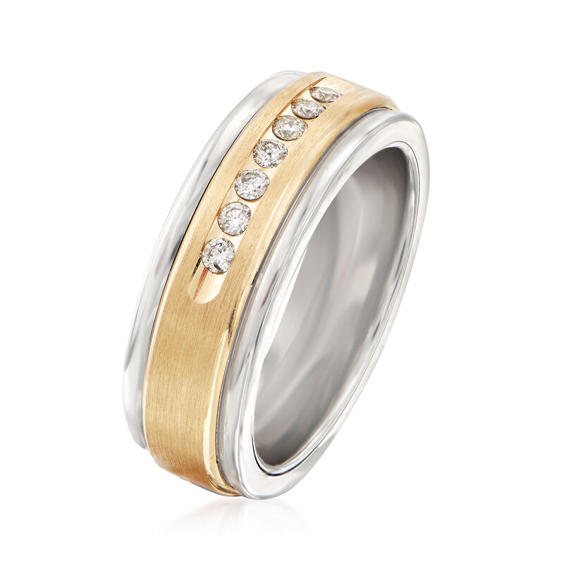 Men's .24 ct. t.w. Diamond Wedding Ring in 14kt Yellow Gold and Tungsten Carbide image number 1