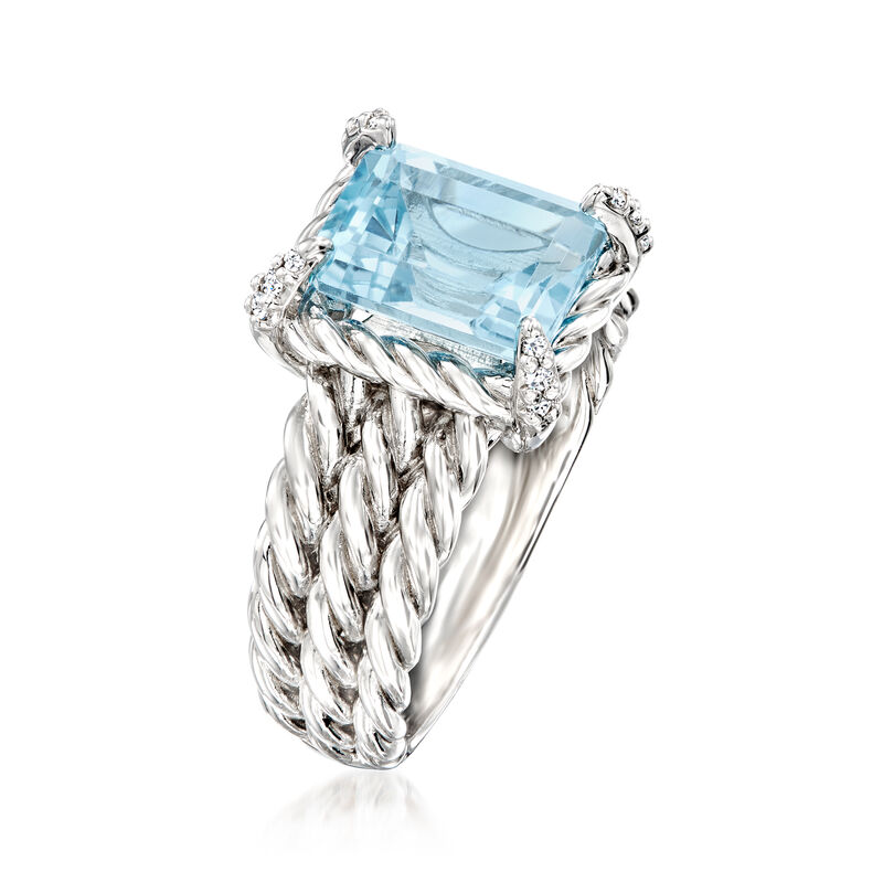 3.00 Carat Sky Blue Topaz Ring with White Topaz in Sterling Silver image number 2