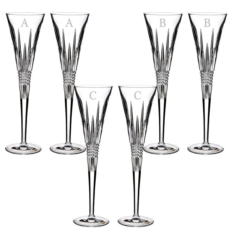 Waterford Crystal &quot;Lismore Diamond&quot; Set of 2 Block Initial Toasting Flutes image number 0