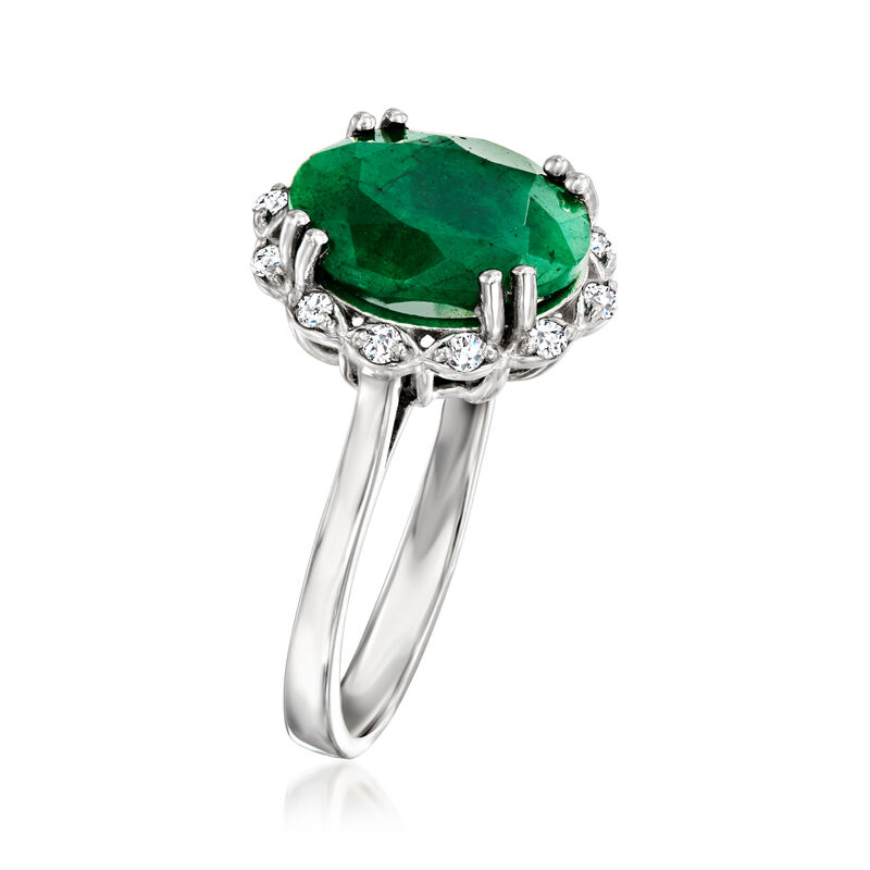 4.20 Carat Emerald Ring with .10 ct. t.w. White Topaz in Sterling Silver image number 2