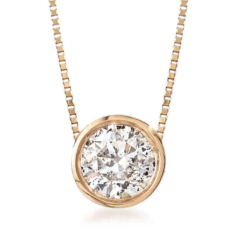 .62 Carat Bezel-Set Diamond Solitaire Necklace in 14kt Yellow Gold. 18&quot; image number 1