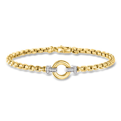 Phillip Gavriel "Venetian Link" .16 ct. t.w. Diamond Circle Bracelet in 14kt Two-Tone Gold