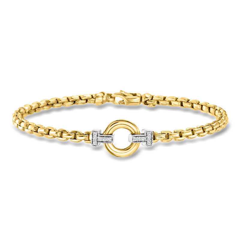 Phillip Gavriel "Venetian Link" .16 ct. t.w. Diamond Circle Bracelet in 14kt Two-Tone Gold. 7.25" image number 0