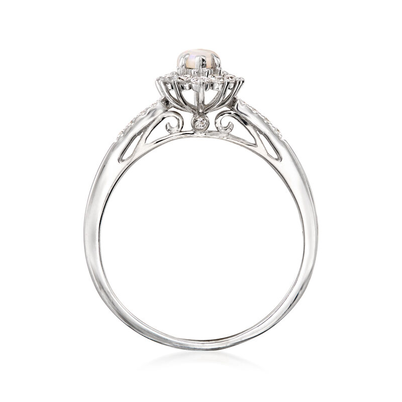 C. 2000 Vintage Opal Ring with .40 ct. t.w. Diamonds in 14kt White Gold. Size 8 image number 3