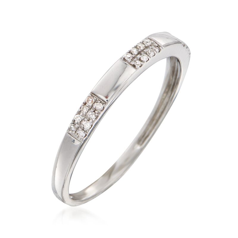 14kt White Gold Block Ring with Diamond Accents image number 2