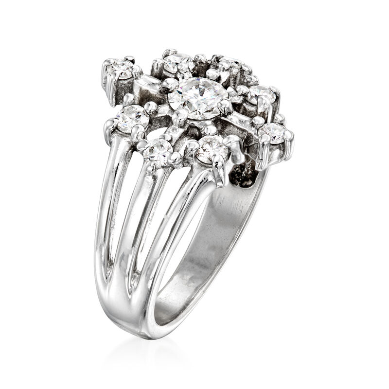 C. 1990 Vintage .70 ct. t.w. Diamond Snowflake Ring in 14kt White Gold. Size 5 image number 2