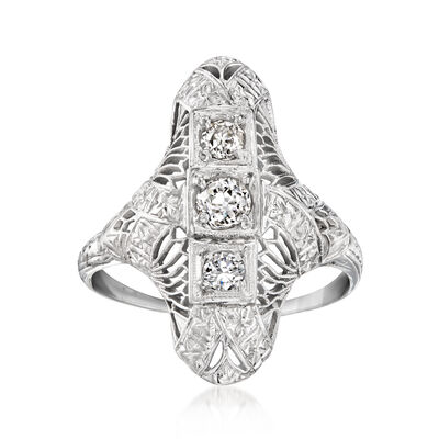 C. 1950 Vintage .36 ct. t.w. Diamond Openwork Ring in 14kt White Gold