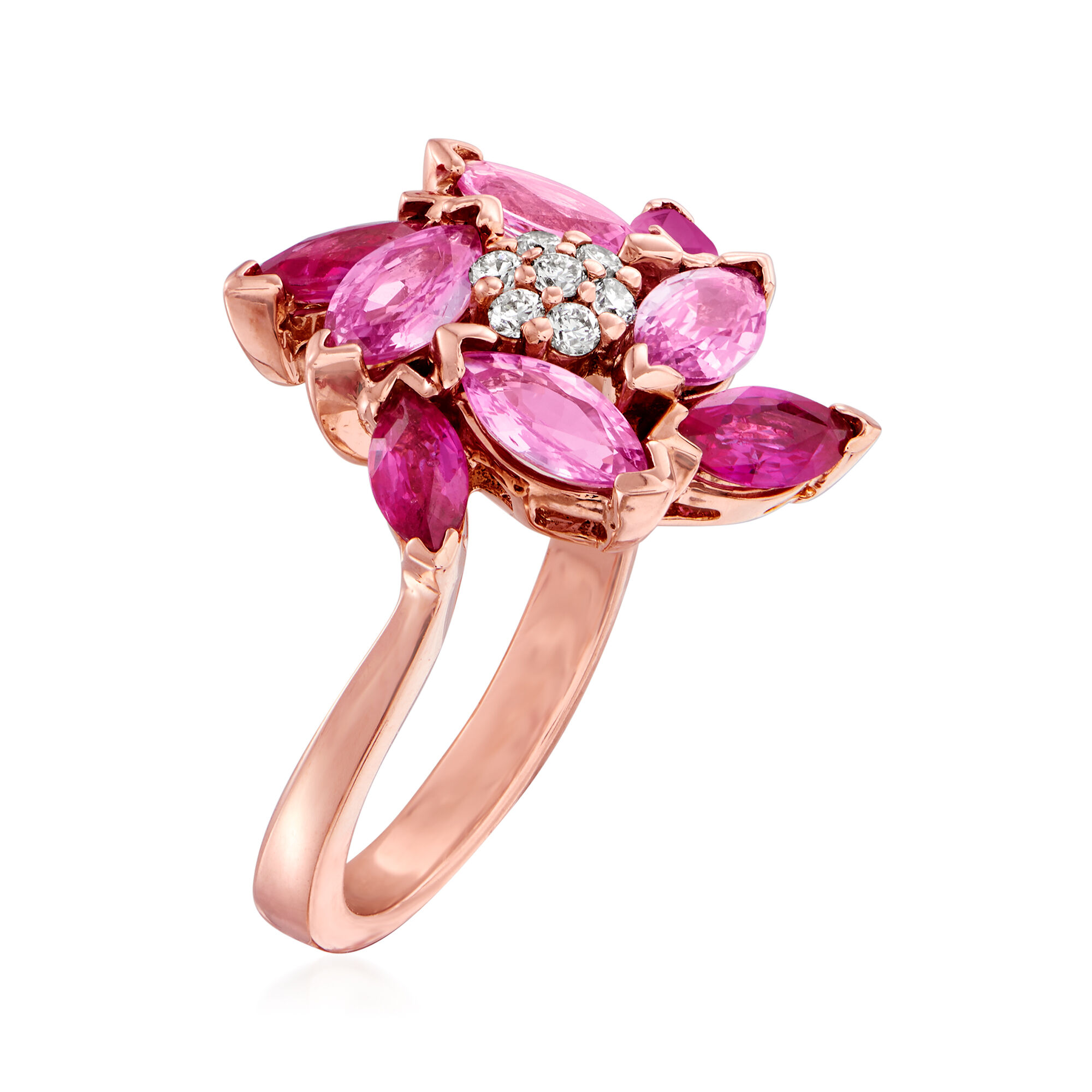 2.00 ct. t.w. Pink Sapphire and 1.60 ct. t.w. Ruby Flower