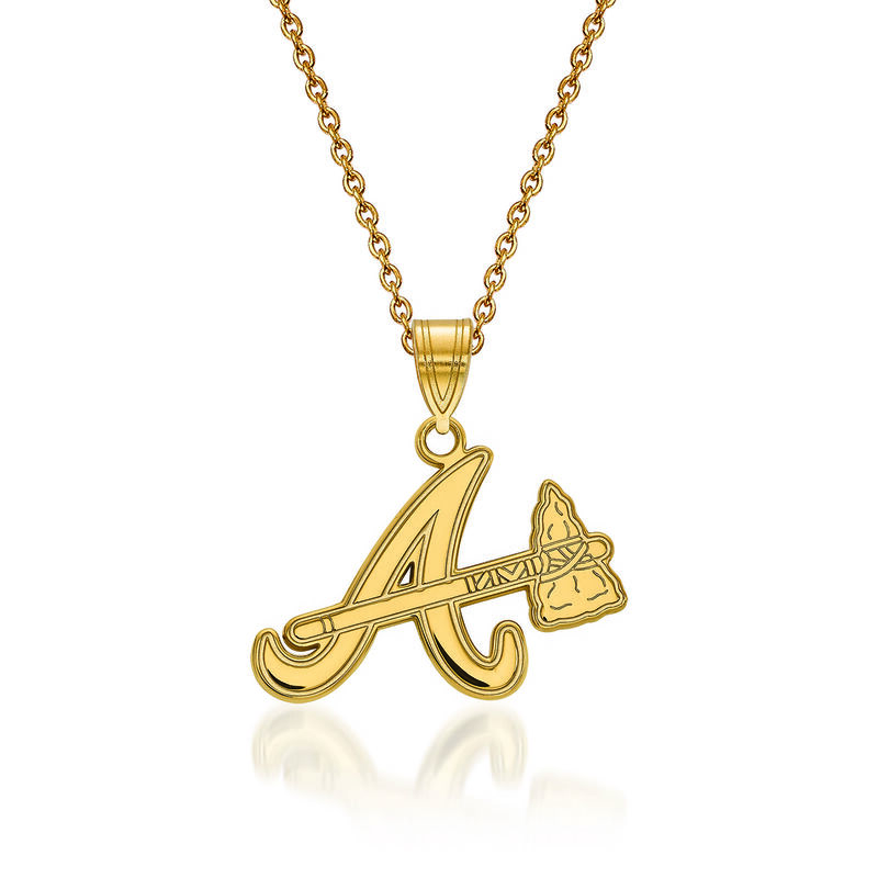 14kt Yellow Gold MLB Atlanta Braves Pendant Necklace. 18&quot; image number 0