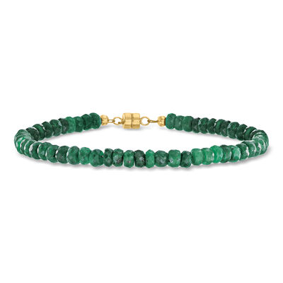 22.00 ct. t.w. Emerald Bead Bracelet with 14kt Yellow Gold Magnetic Clasp