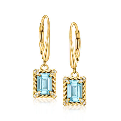 2.60 ct. t.w. Sky Blue Topaz Drop Earrings with White Topaz in 18kt Gold Over Sterling
