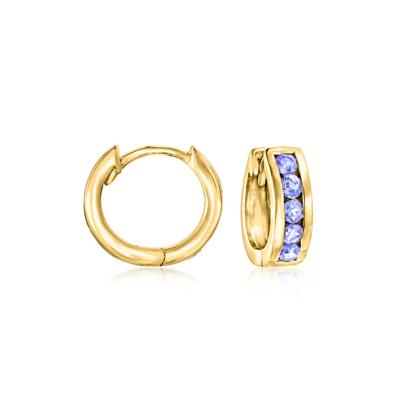 .60 ct. t.w. Tanzanite Huggie Hoop Earrings in 18kt Gold Over Sterling. 1/2" image number 0