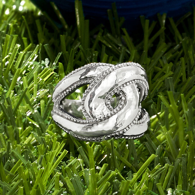 Sterling Silver Beaded-Edge Knot Ring image number 3