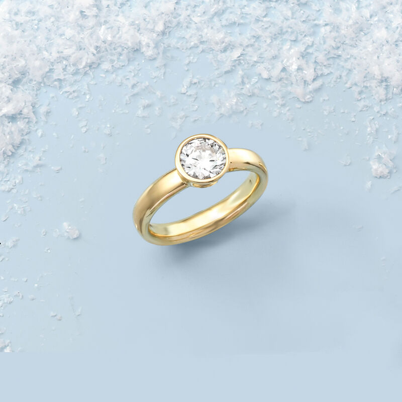 Italian 1.25 Carat Bezel-Set CZ Ring in 14kt Yellow Gold image number 5