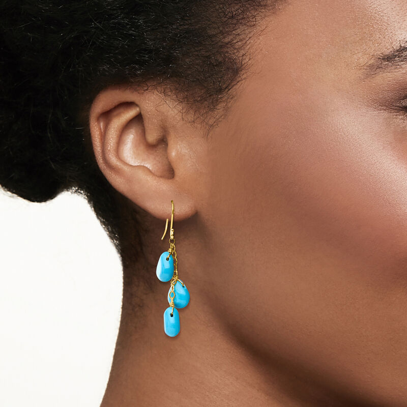 Turquoise Drop Earrings in 14kt Yellow Gold image number 1
